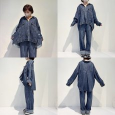 画像7: 【 ayane 】 アヤン ストレッチ ゆったりシルエット Aライン リネン混 Gジャン デニム ジャケット 春夏秋 レディース  (7)