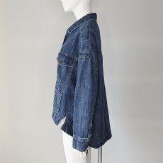 画像4: 【 ayane 】 アヤン ストレッチ ゆったりシルエット Aライン リネン混 Gジャン デニム ジャケット 春夏秋 レディース  (4)