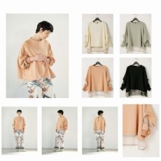 画像1: 【予約商品】《納期：2026年3月1日〜10日》【 Lallia Mu 】ラリアムー 異素材コンビ ゆったりシルエット シアースリーブ フレア プルオーバー 春秋冬 レディース  (1)