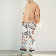 画像4: 【予約商品】《納期：2026年3月1日〜10日》【 Lallia Mu 】ラリアムー 異素材コンビ ゆったりシルエット シアースリーブ フレア プルオーバー 春秋冬 レディース  (4)