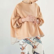 画像3: 【予約商品】《納期：2026年3月1日〜10日》【 Lallia Mu 】ラリアムー 異素材コンビ ゆったりシルエット シアースリーブ フレア プルオーバー 春秋冬 レディース  (3)
