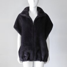 画像1: 【 CLOCHE 】 クロシェ クロッシェ ゆったりシルエット エコファー ミンク フェイクファー フレンチスリーブ ジレ ベスト 春秋冬 レディース  (1)