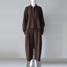 画像1: 《 上下セット 》【 CLOCHE 】 クロッシェ クロシェ ゆったりシルエット ウール調 ウォッシャブル ストレッチ 抗ピリング コクーン シャツ ブラウス カーブ パンツ 春秋冬 レディース  (1)