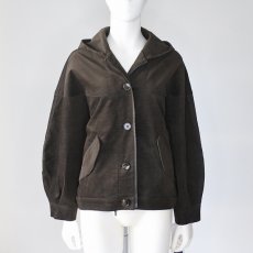 画像2: 【 CYNICAL 】シニカル ゆったりシルエット 2Way ストレッチ ベロア フーディ ブルゾン 春秋冬 レディース  (2)