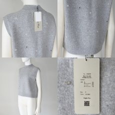 画像6: 【 Maglia Plus 】マリアプラス 前後ランダムビジュー エアリーウール ハイネック ベスト ジレ 春秋冬 レディース  (6)