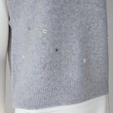 画像3: 【 Maglia Plus 】マリアプラス 前後ランダムビジュー エアリーウール ハイネック ベスト ジレ 春秋冬 レディース  (3)
