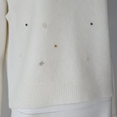 画像3: 【 Maglia Plus 】マリアプラス 前後ランダムビジュー エアリーウール ハイネック ベスト ジレ 春秋冬 レディース  (3)