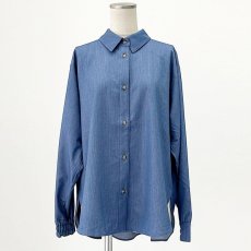 画像8: 【予約商品】《納期：2026年1月末旬》【 HERENCIA 】 ヘレンチア デニム シャンブレー バック リボン シアー ブラウス オールシーズン レディース  (8)