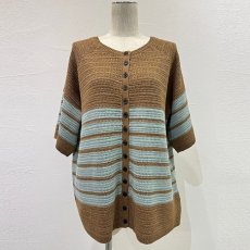 画像4: 【予約商品】《納期：2026年2月上旬〜2月中旬》【 CYAN TOKYO 】シアン トーキョー 透かしボーダー ハーフスリーブ ニット カーディガン 春秋 レディース  (4)