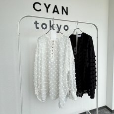 画像1: 【予約商品】《納期：2026年2月上旬〜2月中旬》【 CYAN TOKYO 】シアン トーキョー ドット ジャガード ヘンリー ブラウス 春秋冬 レディース  (1)