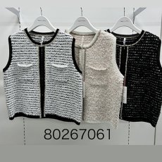 画像1: 【予約商品】《納期：2026年2月上旬》【 Dignite Collier 】 ディニテコリエ ツイード ニット ベスト ジレ  春秋 レディース  (1)