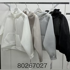 画像1: 【予約商品】《納期：2026年2月上旬》【 Dignite Collier 】 ディニテコリエ シアー ボンディング メッシュ ジップ パーカー  春秋 レディース  (1)